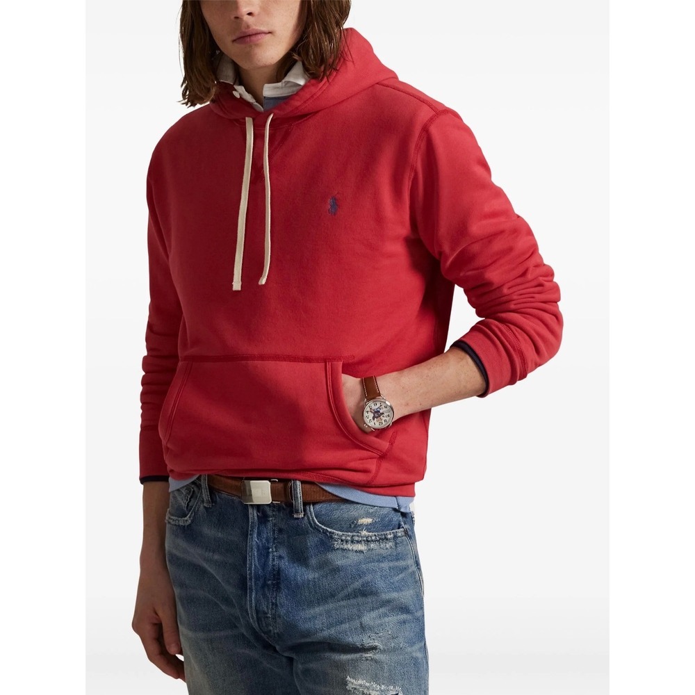 Polo Ralph Lauren Mens Red Fleece Logo Embroidered Hoodie Blue Pony Logo XXL
